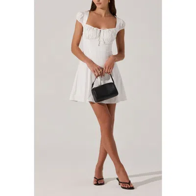Astr The Label Poplin Fit & Flare Dress In White