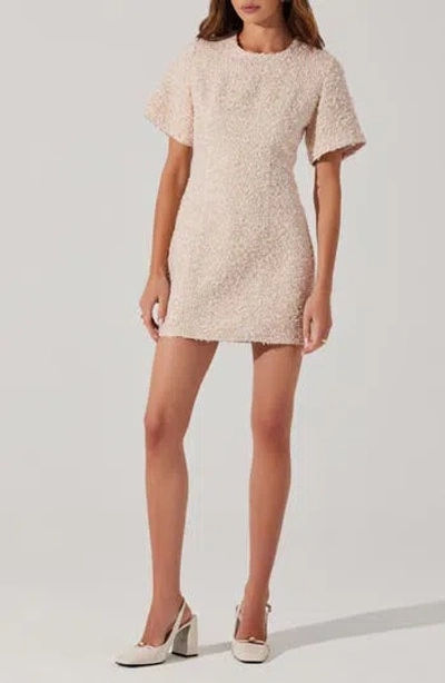 Astr The Label Portilla Short Sleeve Tweed Minidress In Gold