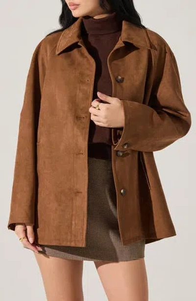 Astr The Label Presleigh Faux Suede Jacket In Brown