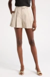 Astr The Label Preston Pinstripe Linen Shorts In Black