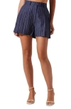 Astr The Label Preston Pinstripe Linen Shorts In Blue