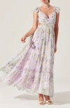 Astr The Label Primrose Cutout Detail Maxi Dress In Lavender Multi Floral