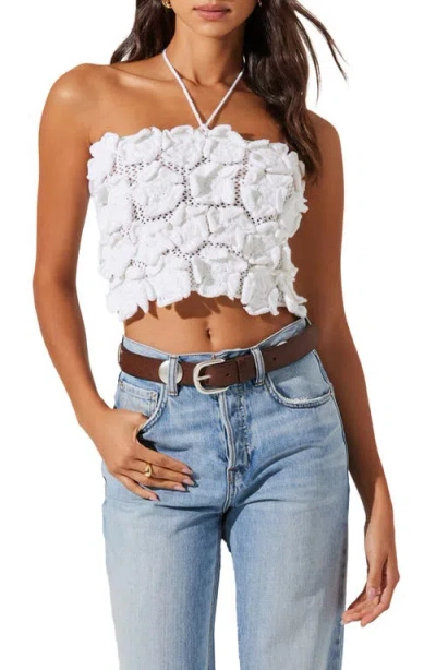 Astr The Label Primula Halter Cotton Crochet Crop Top