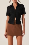 Astr The Label Puckered Short Sleeve Top In Black