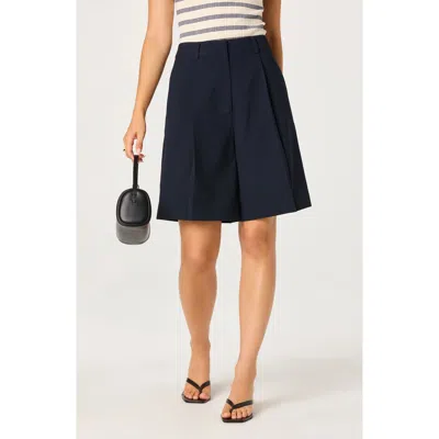 Astr The Label Quillie Pleated Bermuda Shorts In Blue