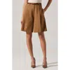 Astr The Label Quillie Pleated Bermuda Shorts In Brown