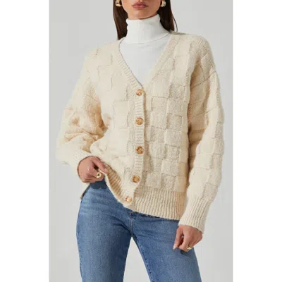 Astr The Label Quinby Basket Weave Stitch Cardigan In Cream