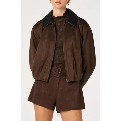 Astr The Label Raevin Faux Suede Jacket In Brown