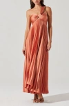 Astr The Label Rasya Pleated One-shoulder Maxi Dress In Pink
