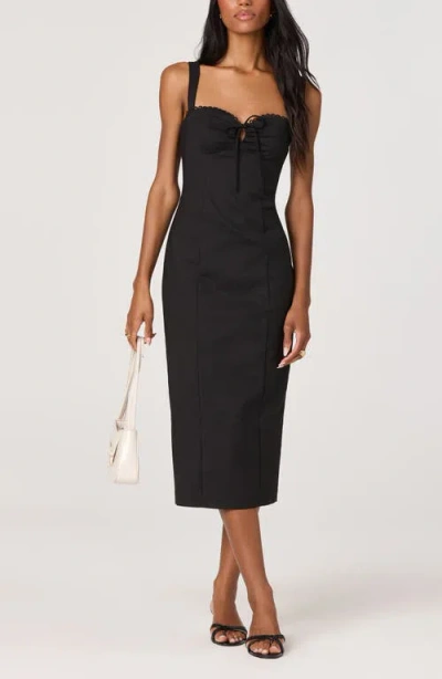 Astr The Label Raziela Scalloped Trim Pencil Dress In Black