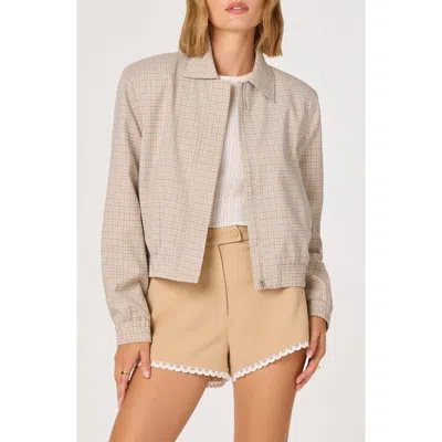 Astr The Label Reid Check Stretch Zip Jacket In Neutral