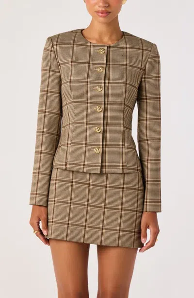 Astr The Label Remington Plaid Blazer In Brown
