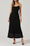 Astr The Label Renaisse Open Stitch Cotton Blend Dress In Black