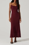 Astr The Label Renaisse Open Stitch Cotton Blend Dress In Burgundy