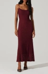 Astr The Label Renaisse Open Stitch Cotton Blend Dress In Plum