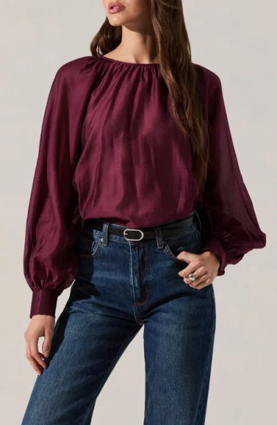 Astr The Label Reyen Long Sleeve Top In Burgundy