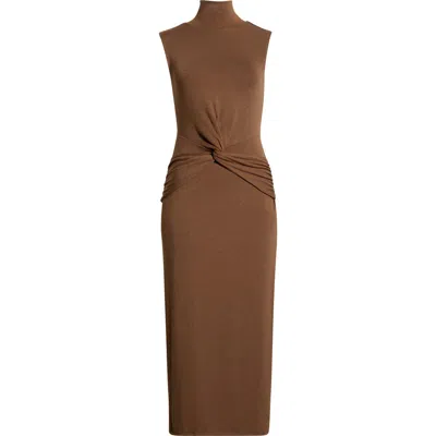 Astr The Label Riana Sleeveless Turtleneck Dress In Brown