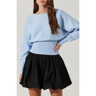 Astr The Label Rib Dolman Sleeve Sweater In Pale Blue