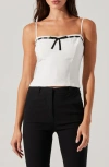 Astr The Label Ribbon Detail Paiton Top In White