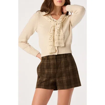 Astr The Label Rosabell Lace Collar Cardigan In Natural