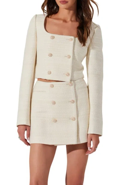 Astr The Label Rosario Wool Blend Tweed Jacket In Cream