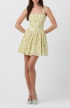 Astr The Label Ruched Bodice Cotton Dress In Yellow