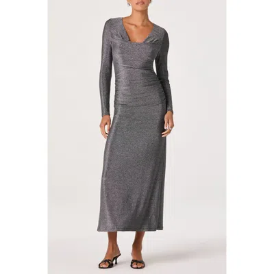 Astr The Label Ruched Long Sleeve Knit Dress In Gray