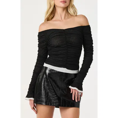 Astr The Label Ruched Off The Shoulder Top In Black