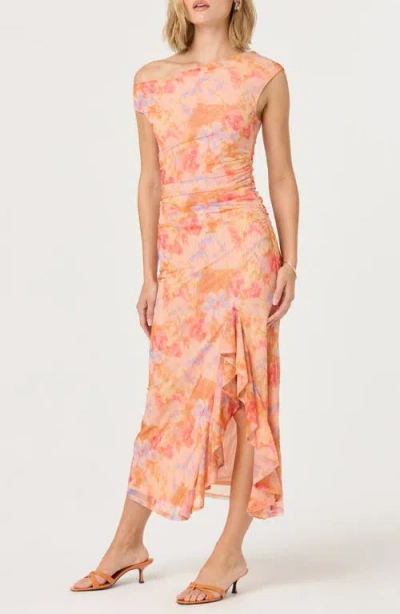 Astr The Label Ruched One-shoulder Maxi Dress