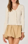Astr The Label Ruffle Hem Button-up Cardigan In Neutral