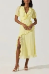 Astr The Label Ruffle Midi Dress In Butter Yellow