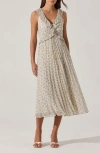Astr The Label Ruffle Pleated Midi Sundress In Cream Multi Floral