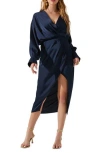 Astr Sadyra Midi Dress In Midnight Blue In Midnight Blue