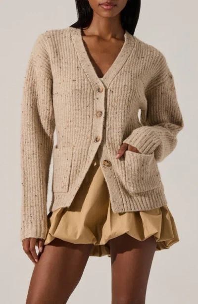 Astr The Label Saffi V-neck Cardigan In Neutral