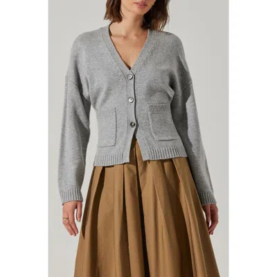 Astr The Label Saffi V-neck Cardigan In Gray