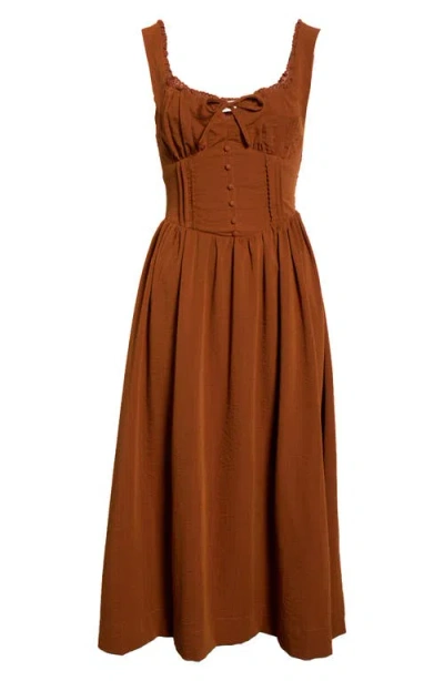 Astr The Label Sahana Corset Midi Dress In Brown