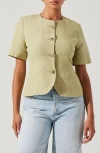 Astr The Label Saige Mixed Button Short Sleeve Linen Blend Jacket In Multi