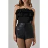 Astr The Label Sarahi Ruffle Detail Strapless Top In Black