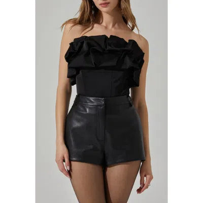 Astr The Label Sarahi Ruffle Detail Strapless Top In Black