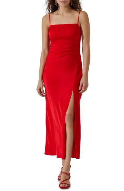 Astr The Label Satin Slipdress In Cherry Red