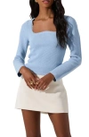 Astr The Label Scallop Trim Rib Top In Blue