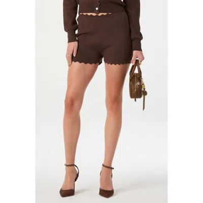 Astr The Label Scalloped Edge Knit Shorts In Brown
