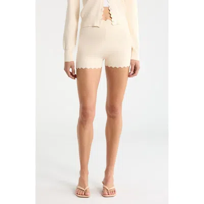 Astr The Label Scalloped Edge Knit Shorts In Neutral