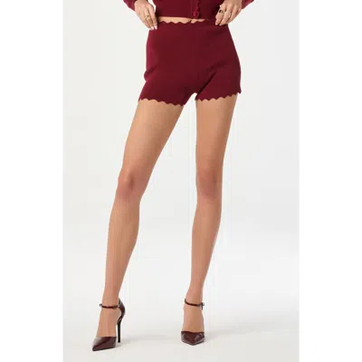 Astr The Label Scalloped Edge Knit Shorts In Red