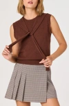 Astr The Label Scarf Tie Sleeveless Sweater In Brown