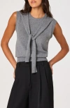 Astr The Label Scarf Tie Sleeveless Sweater In Gray