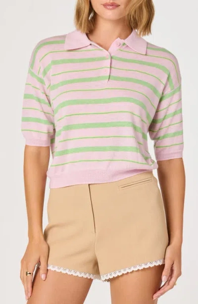 Astr The Label Scottie Stripe Knit Polo In Multi