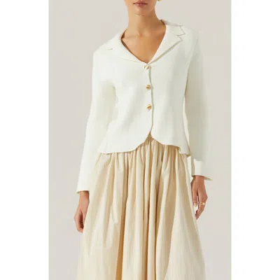 Astr The Label Sefina Cotton Blend Sweater Blazer In White
