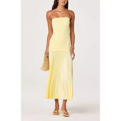Astr The Label Selune Strapless Mixed Media Dress In Yellow