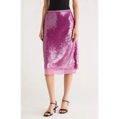 Astr The Label Sequin Midi Skirt In Purple